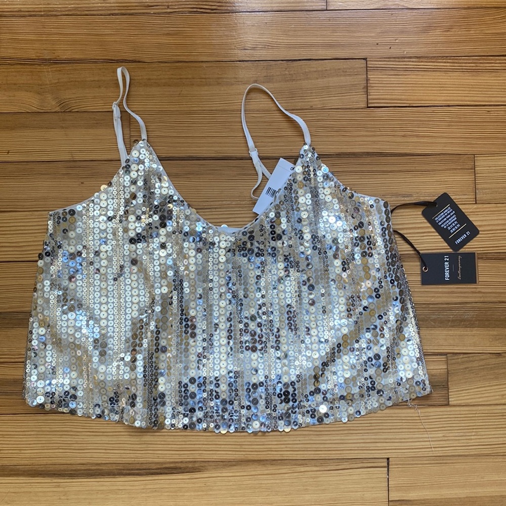 F21 sequin crop tank top